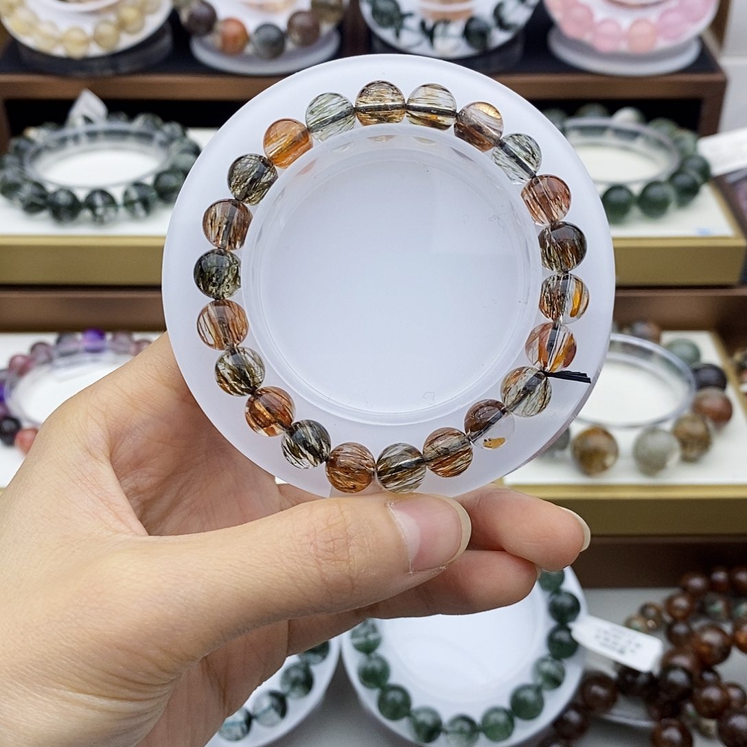 水晶手串未镶嵌黑金超