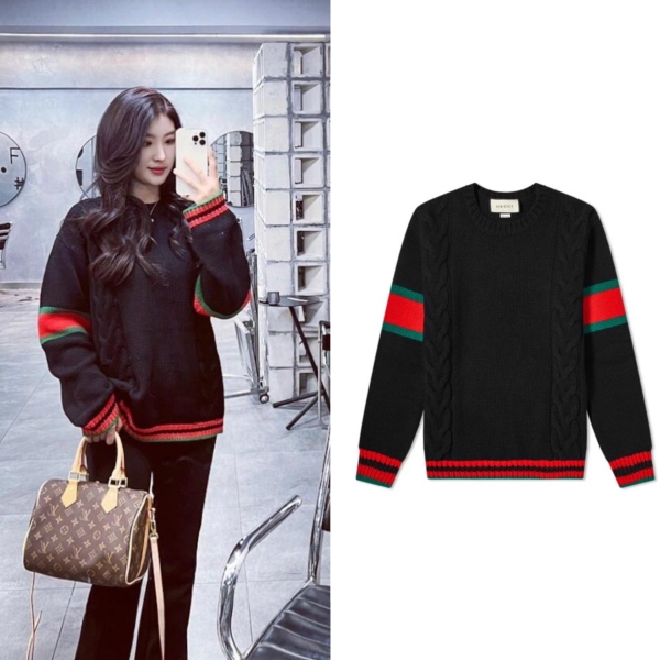 妃鱼/古驰/丝缎、羊毛、亮片/毛衣/95新/马0114