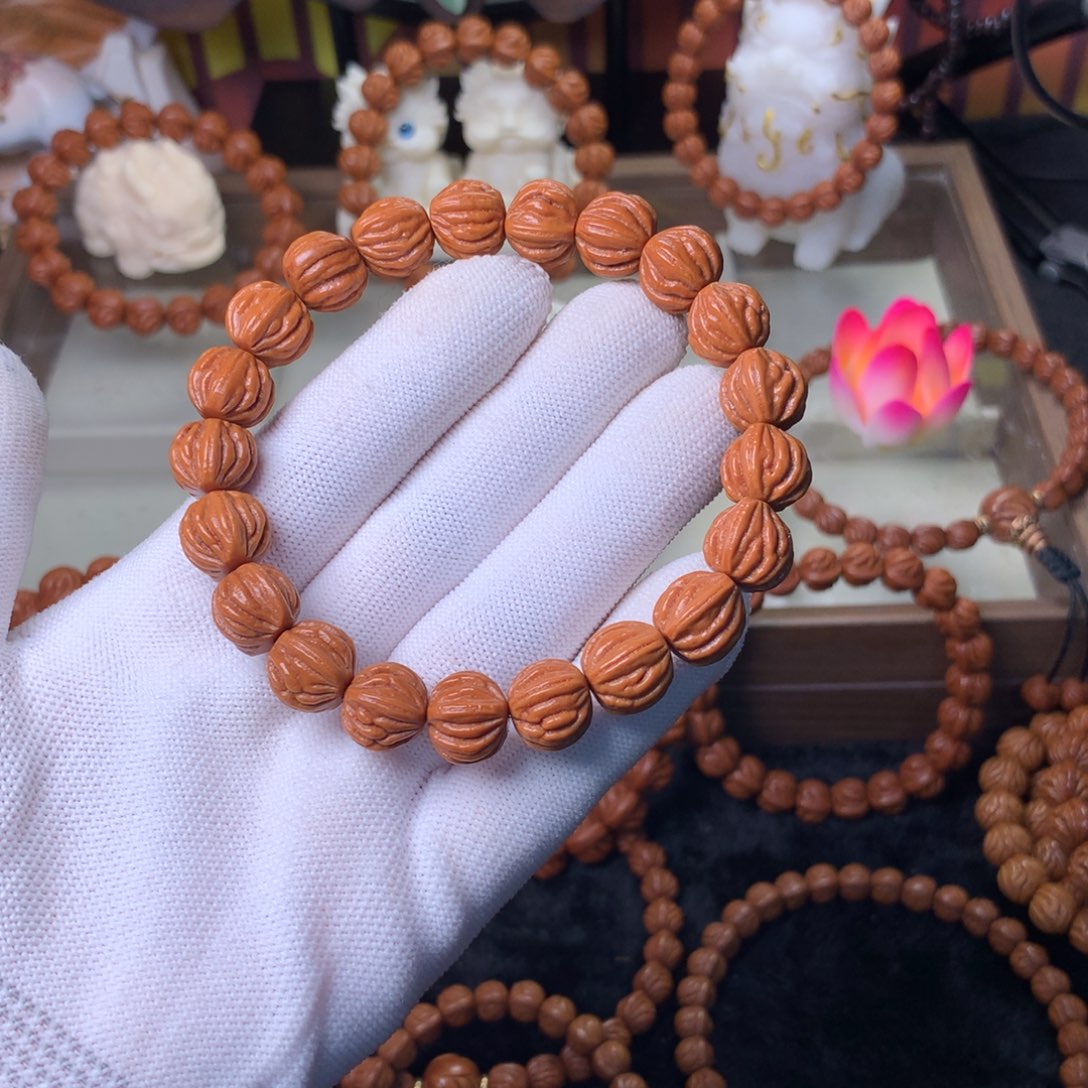 岗***上吊坠桃核佛手手串12