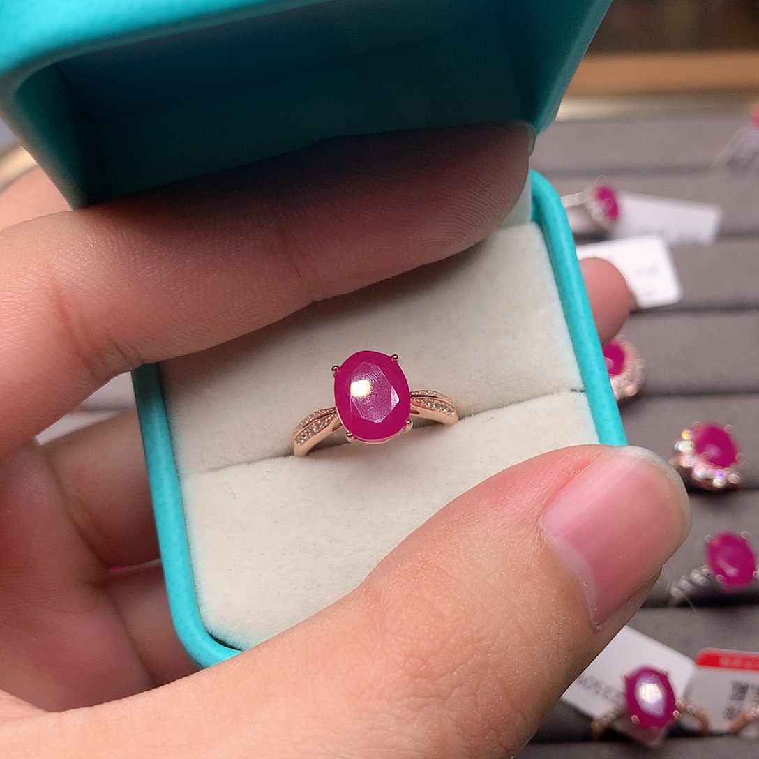 红宝石戒指银S925镶嵌