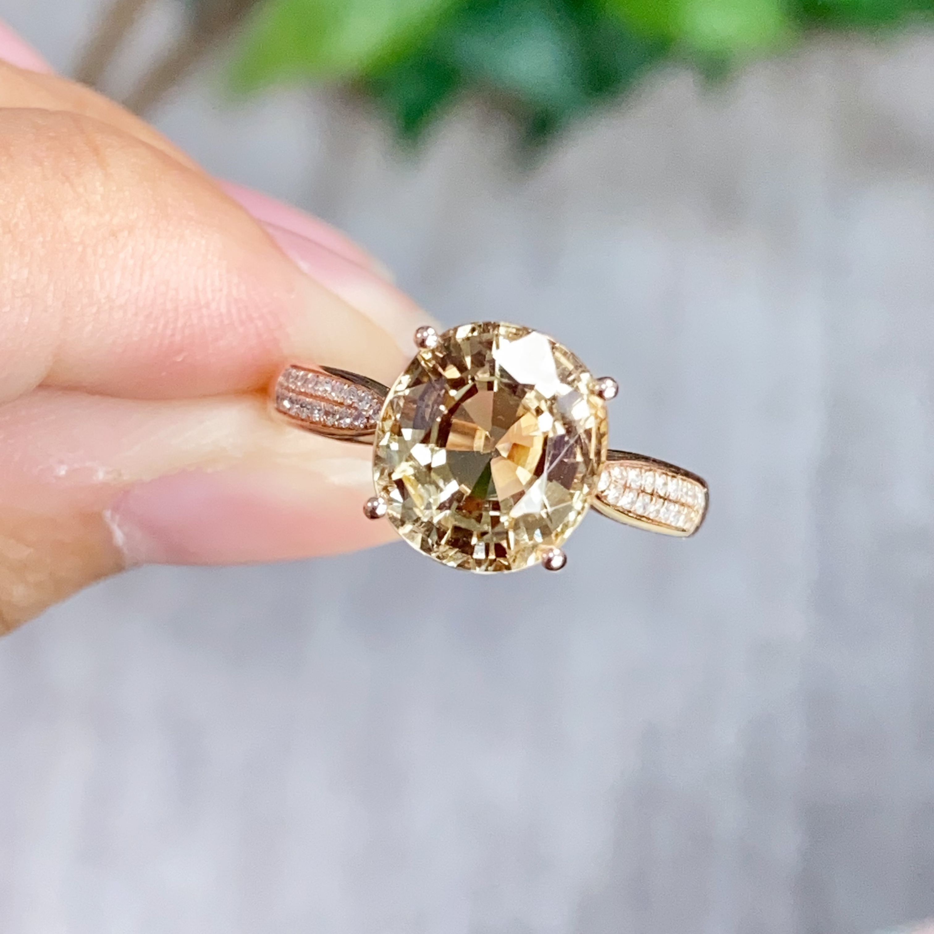 卡诺恩彩宝18k镶嵌钻石天然碧玺戒指时尚气质