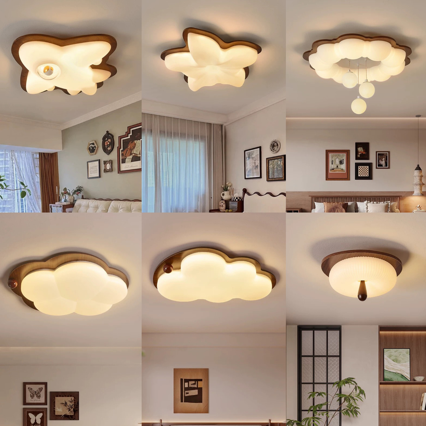 中古风现代简约全光谱护眼卧室原木风吸顶灯