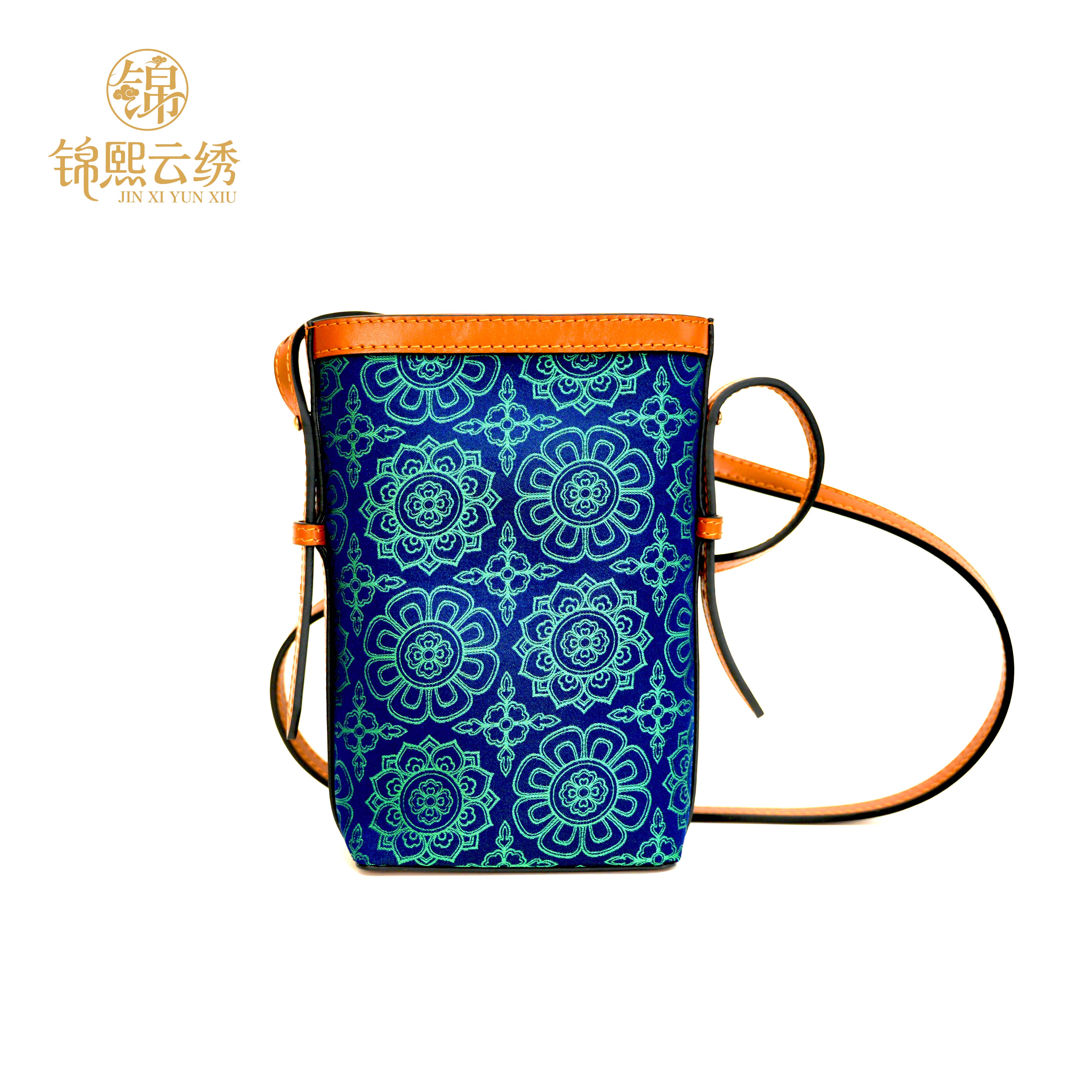 锦熙云绣国风宋锦撞色证件包便携时尚日常高级单肩斜挎防盗手机包