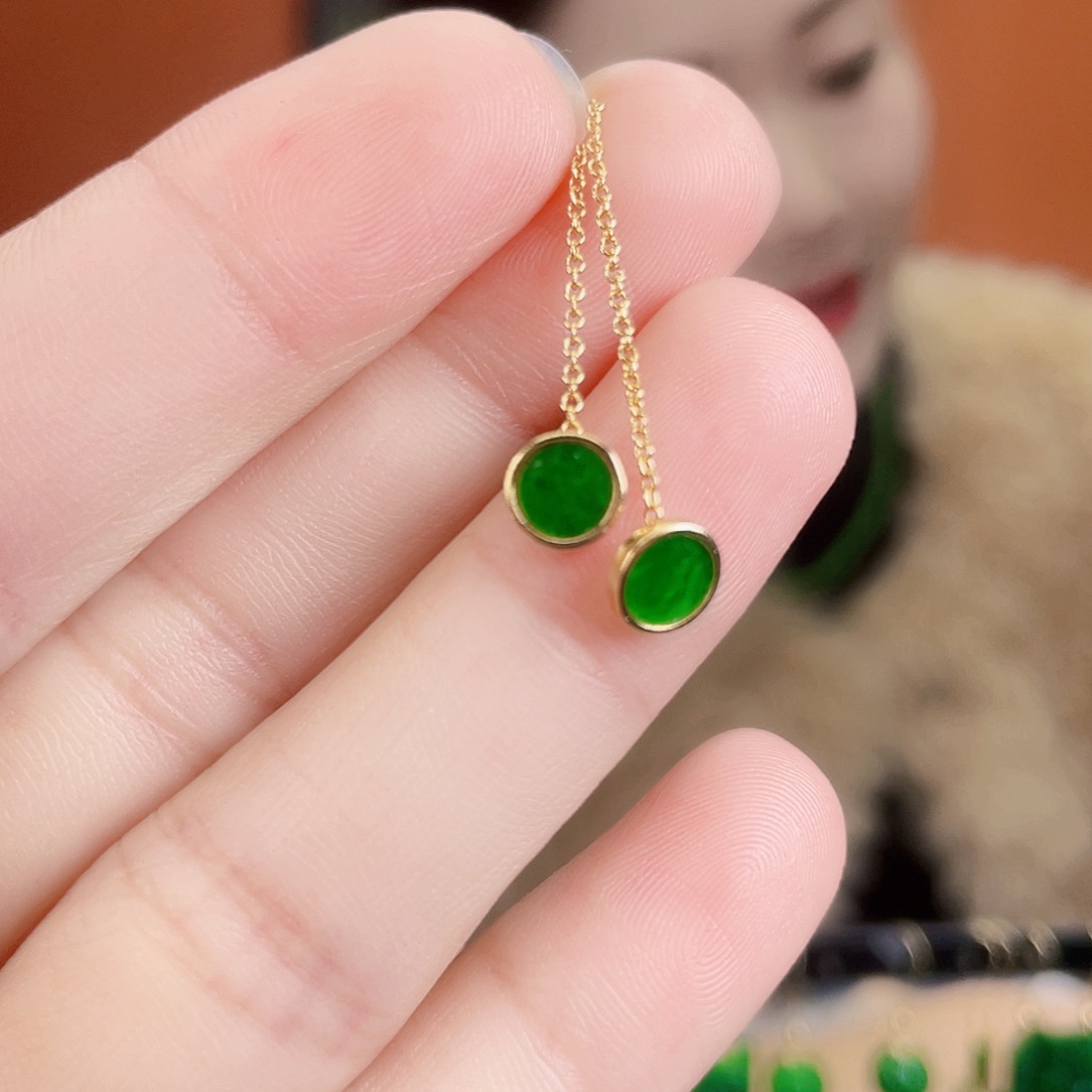 翡翠银S925镶嵌耳饰