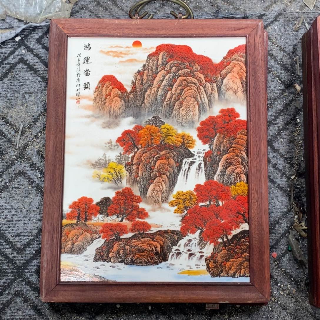 瓷片37*28 景德镇瓷板画柴窑烧制