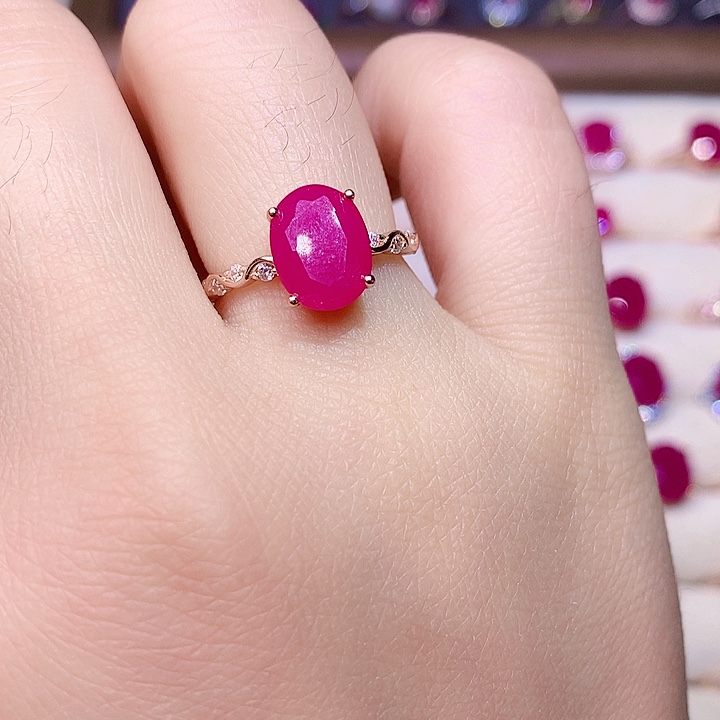 红宝石戒指银S925镶嵌