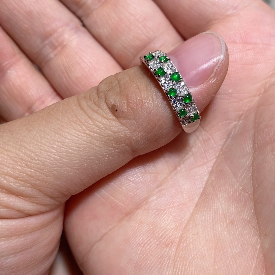 翡翠戒指银S925镶嵌n k k k