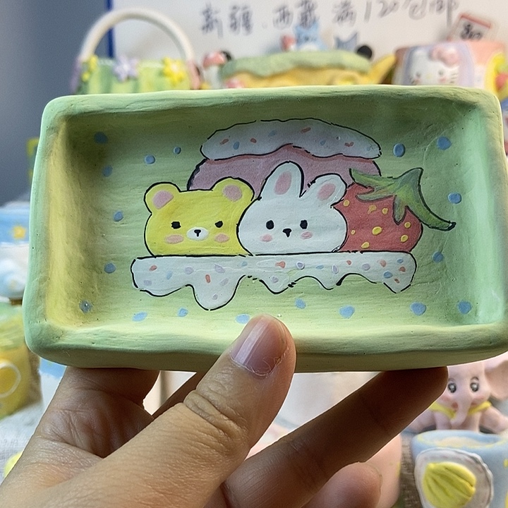 冰淇淋兔兔小熊方形托盘