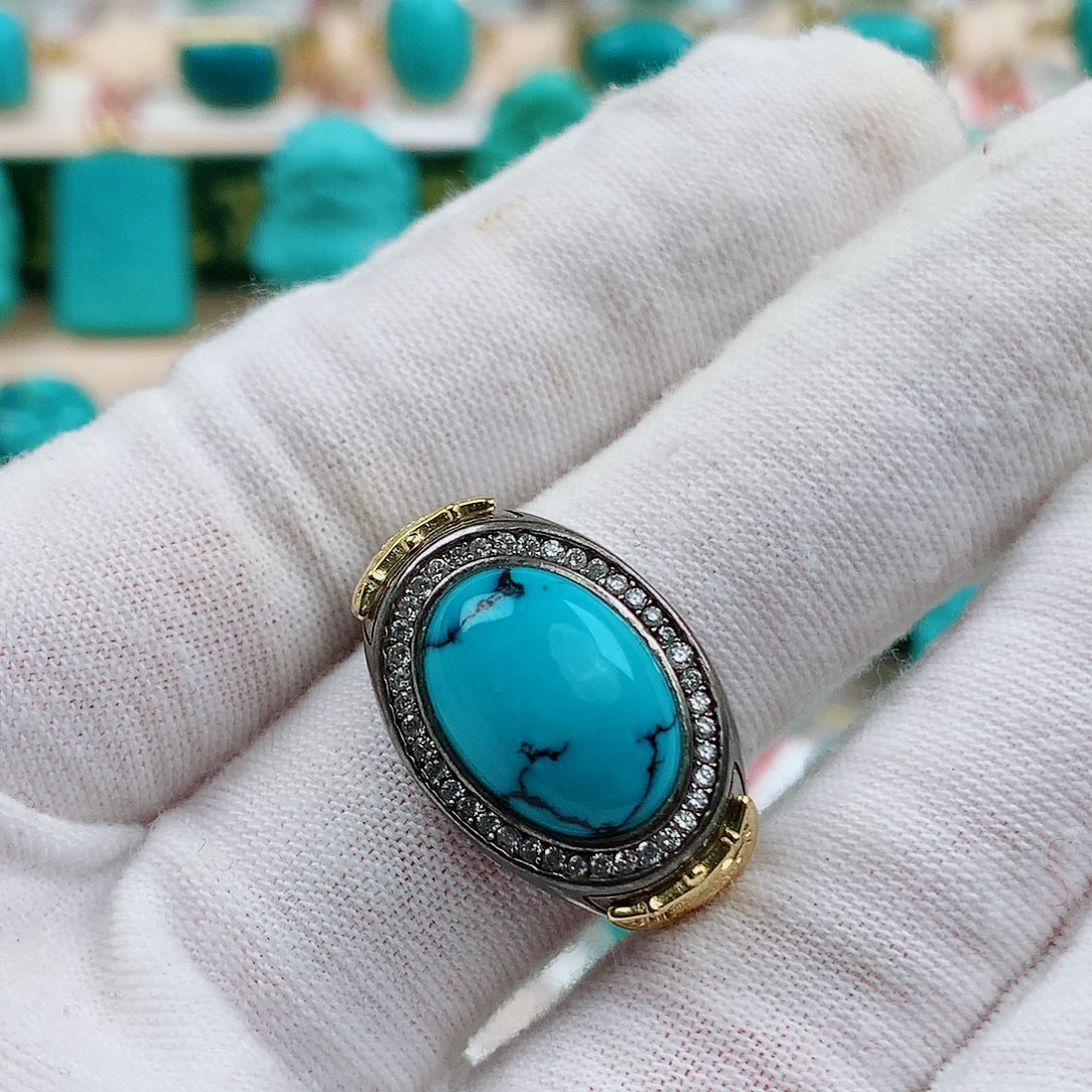 丽***绿松石未镶嵌珠宝半成品戒指