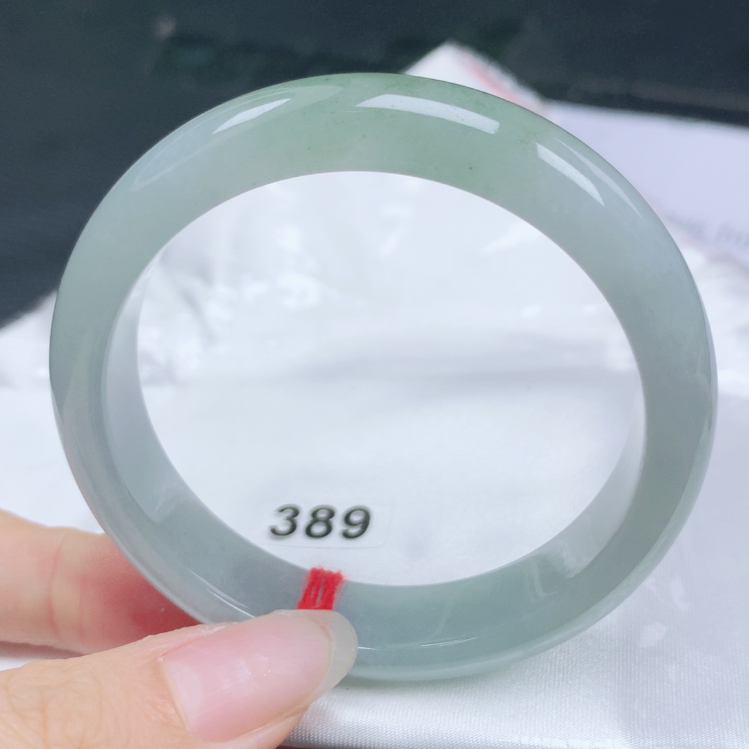 翡翠未镶嵌手镯翡翠54.2冰润飘绿正圈