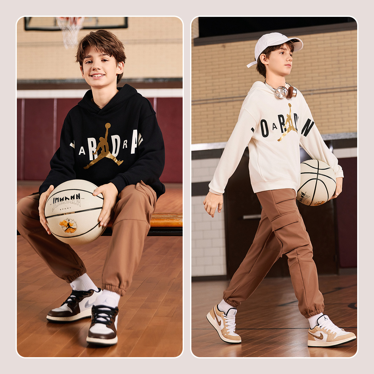 【官方旗舰】AIR JORDAN 童装男童加绒金标时尚运动连帽卫衣D188