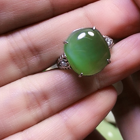 和田玉银S925镶嵌戒指