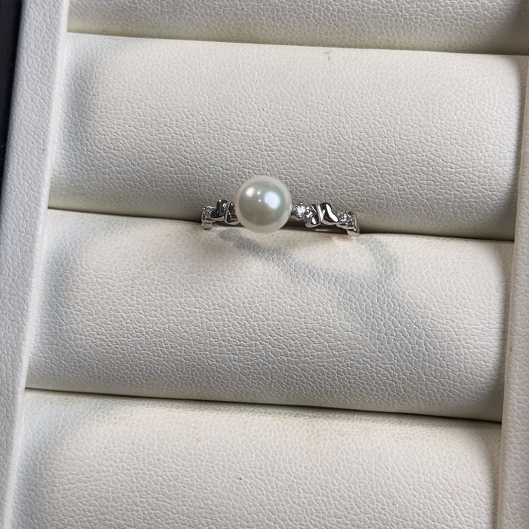 海水珍珠戒指银S925镶嵌