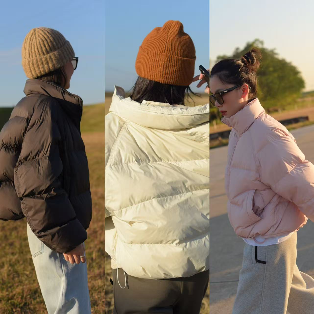 【秀秀新品】 经典短款双拉链面包羽绒服冬季