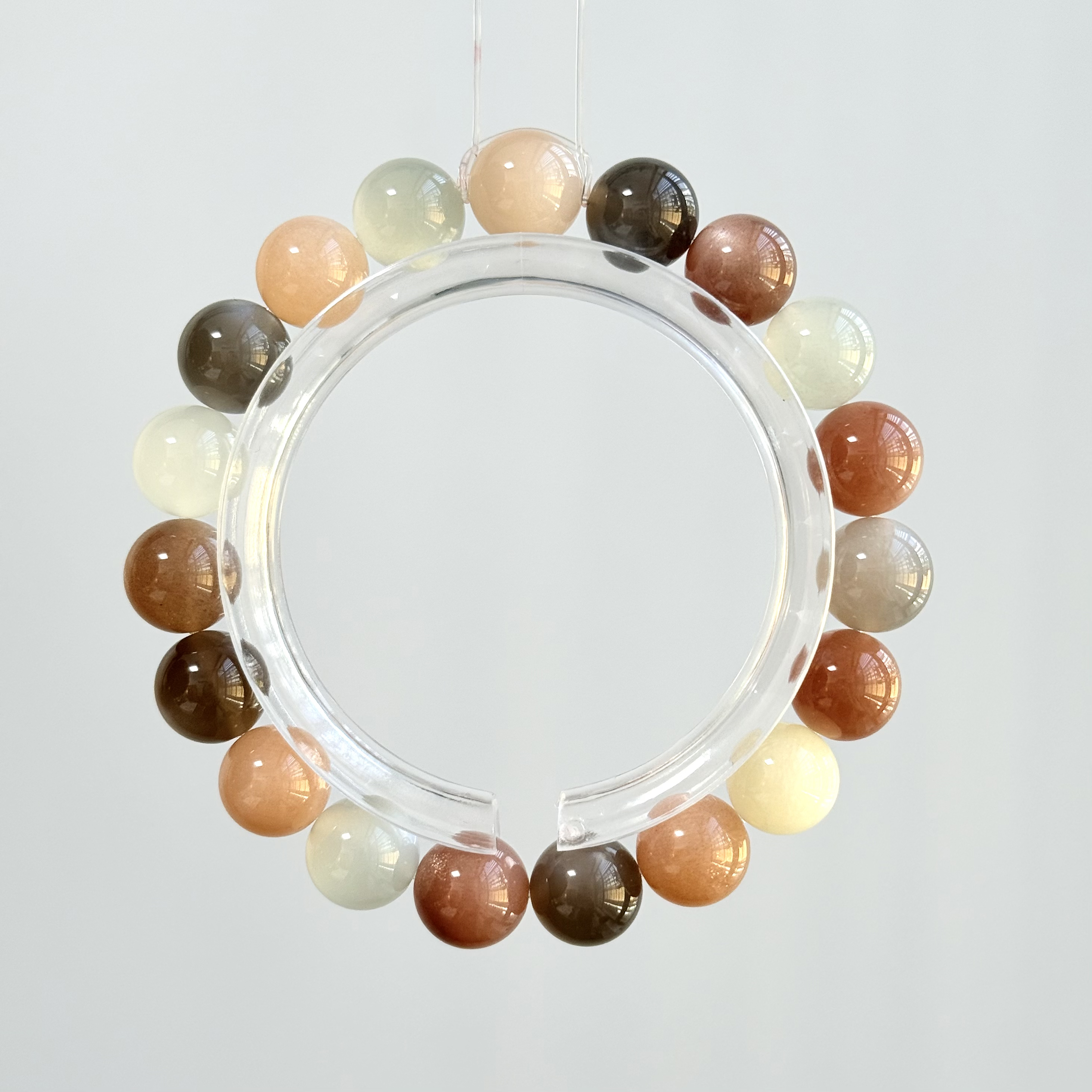 高品纯天然彩虹月光手串