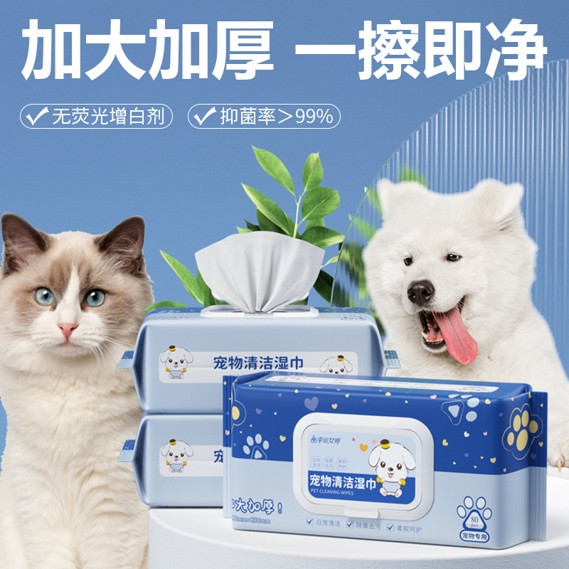 宠物湿巾80抽大包家用清洁99%抑菌 湿纸巾加大加厚免洗除臭湿巾纸