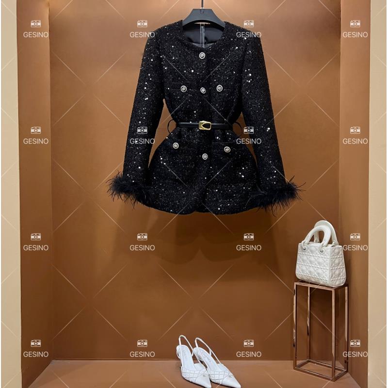 【露露】秋冬气质小香风时尚设计师中长款外套 QD-2025239