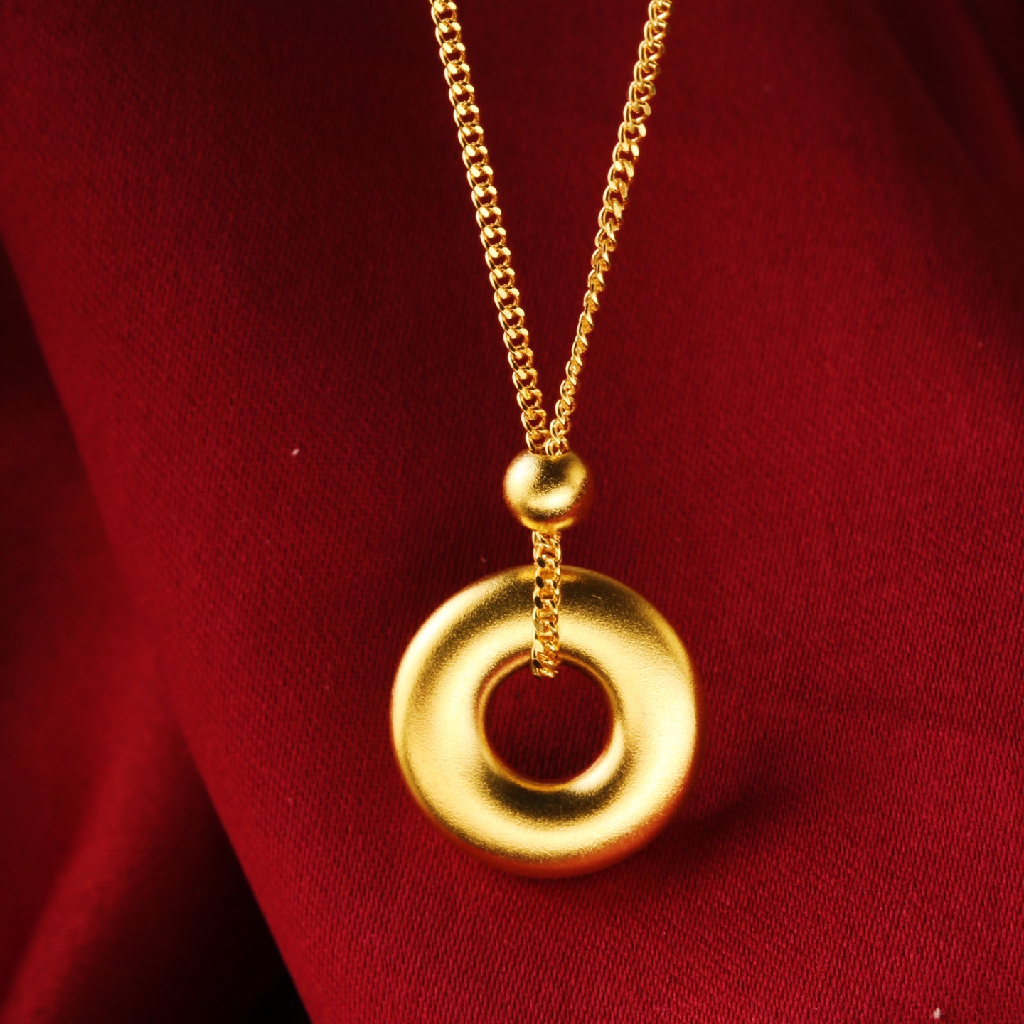 足金999女士5G哑光小平安扣爆火时尚锁骨链百搭个性黄金套链