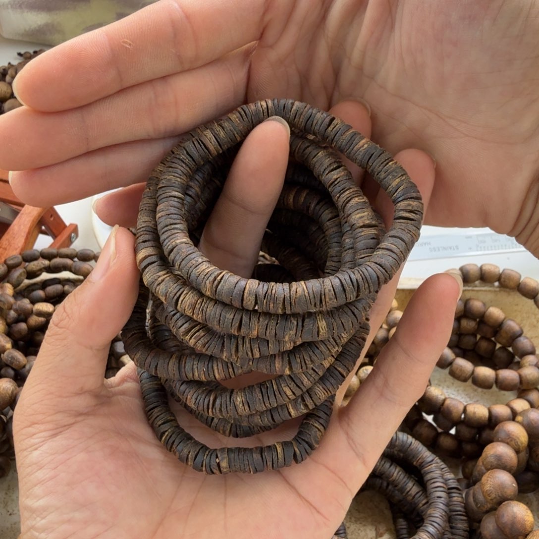 沉香碎屑沉香单圈沉水片珠6克多样性发一