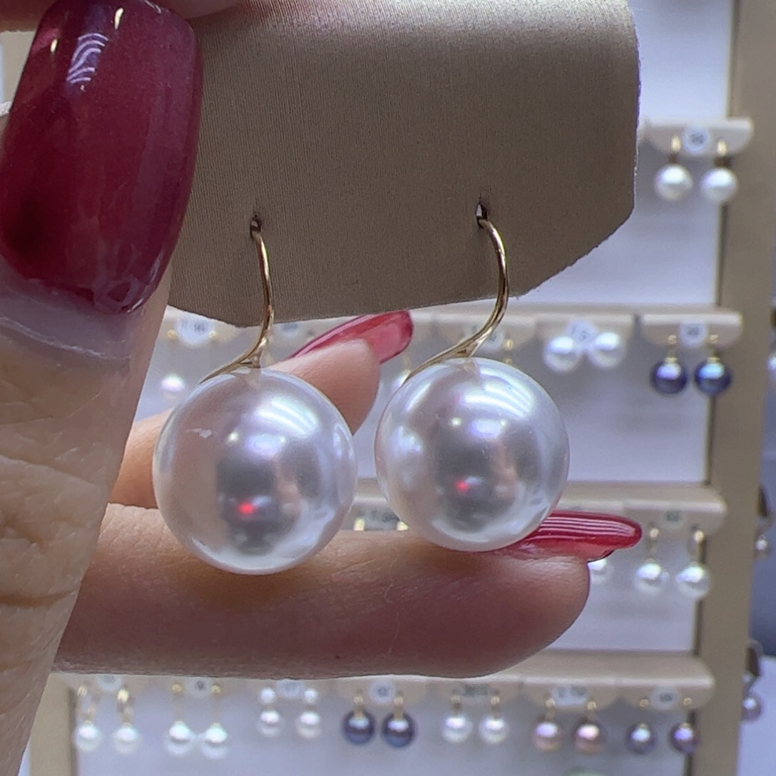 淡水珍珠耳饰18K金镶嵌