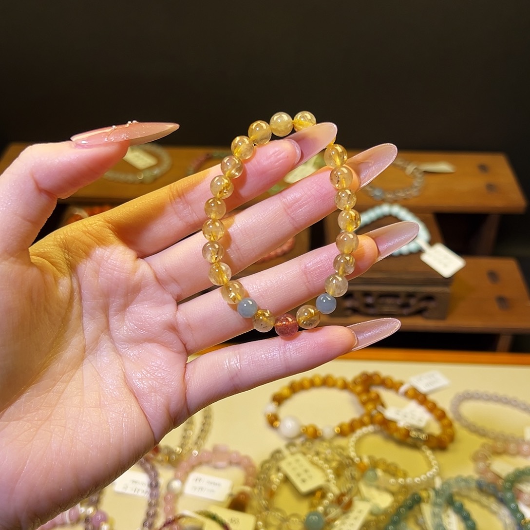 水晶手链银S925镶嵌小**?金发6