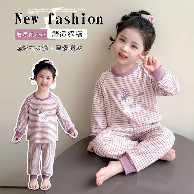 儿童睡衣休闲风女童秋冬季保暖家居服套装宝宝舒适洋气