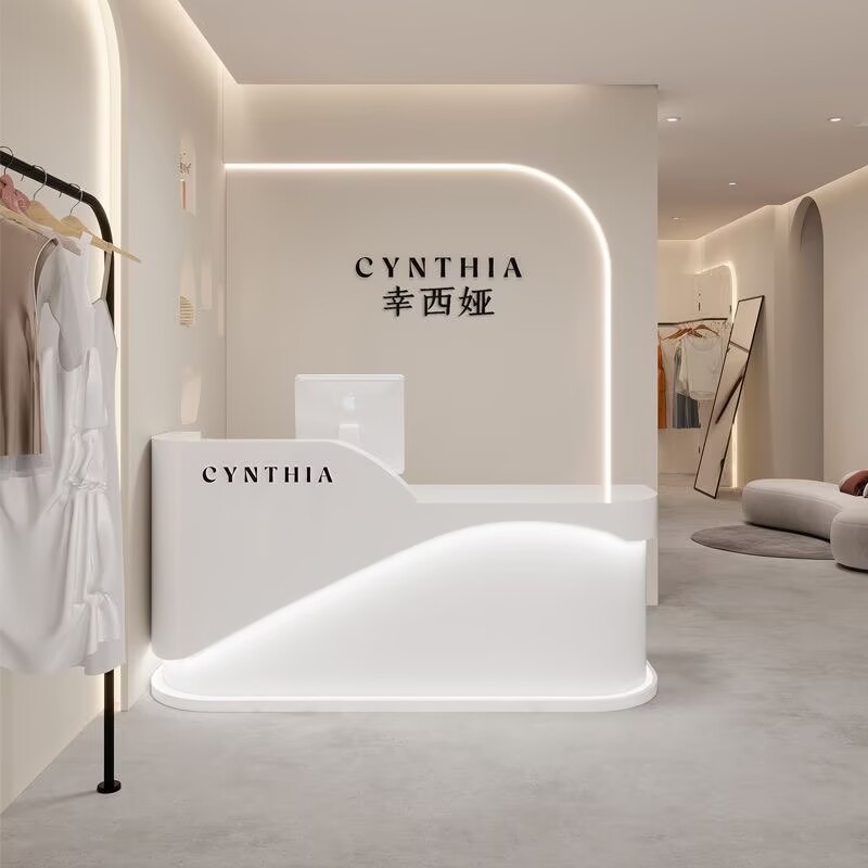 小型店铺多功能收银台简约设计适用于美发店美容院烤漆前台接待台