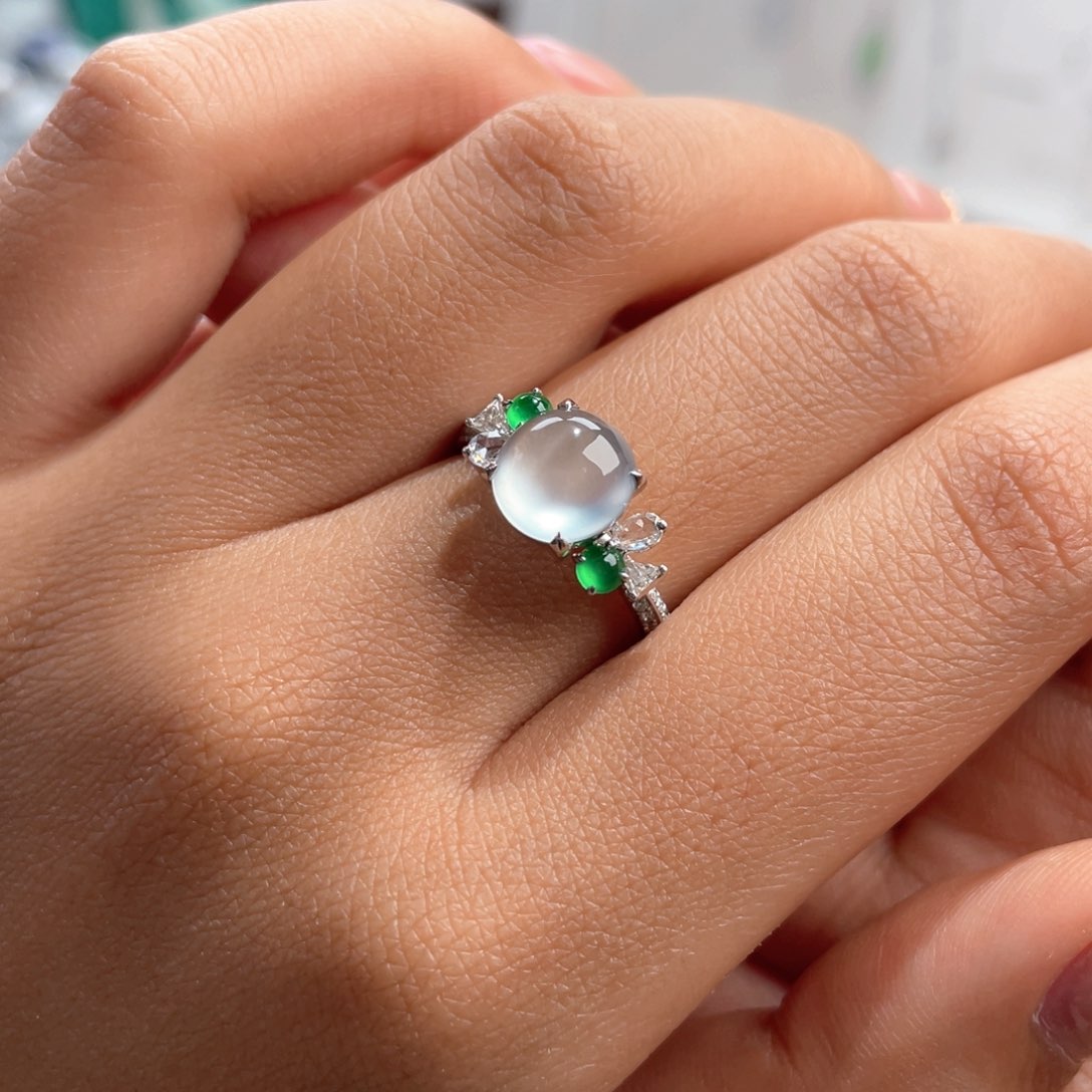 翡翠18K金镶嵌吊坠(不含链)戒指