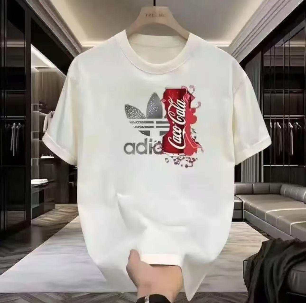 夏季短袖男女休闲上衣透气时尚百搭圆领印花T恤 可乐杯