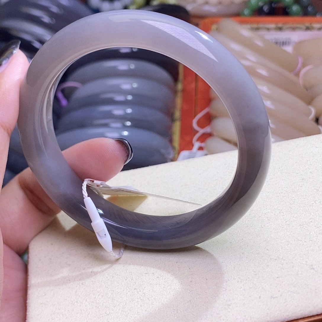 手链未镶嵌和田玉烟紫冰底老料手镯59