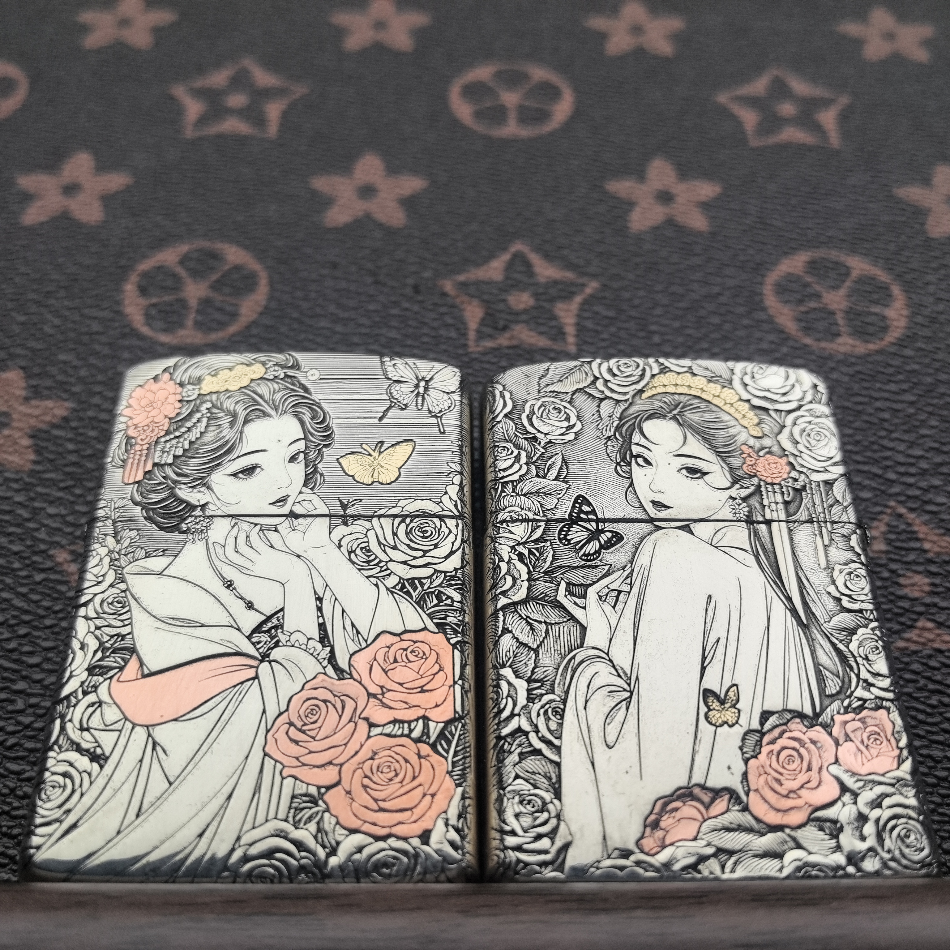 ZORRO2代902S盔甲(蝶舞仙子)双面浮雕镶嵌打火机[云川工作室]