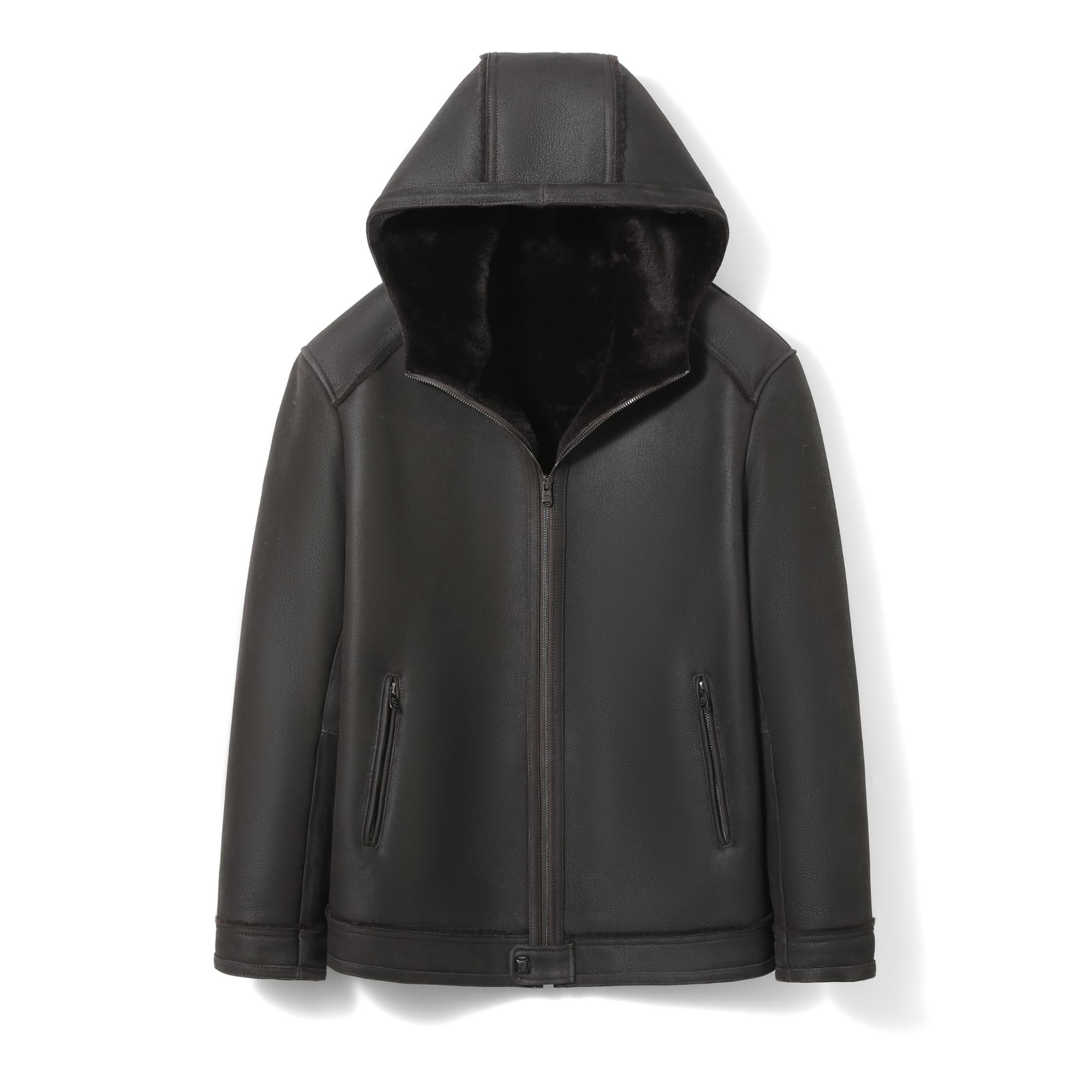 玛瑞 泰勒 2169男装轻奢休闲连帽款冬款西班牙美利奴皮毛一体外套