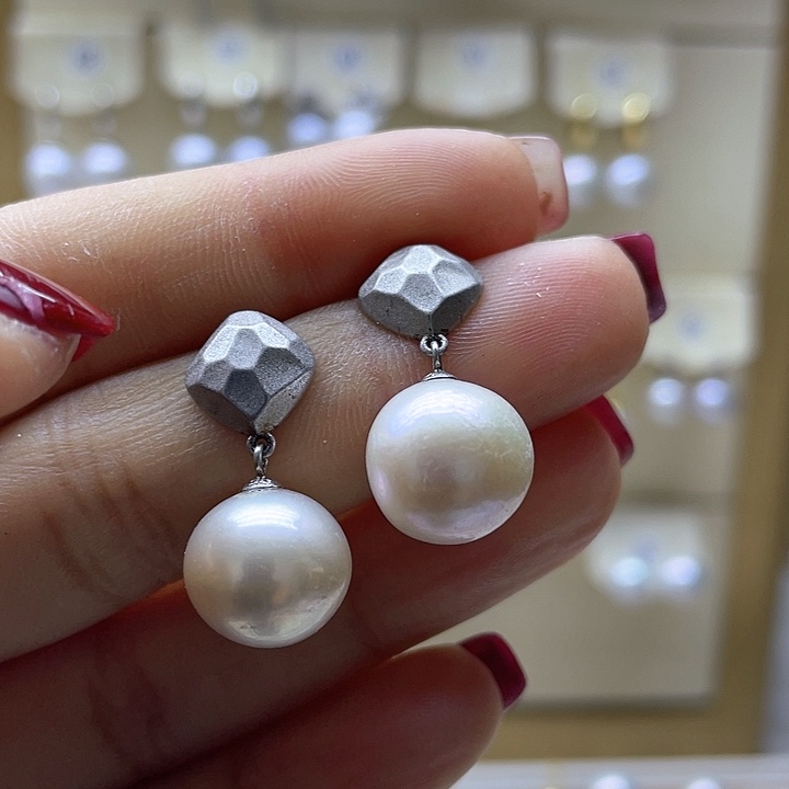 淡水珍珠耳饰银S925镶嵌