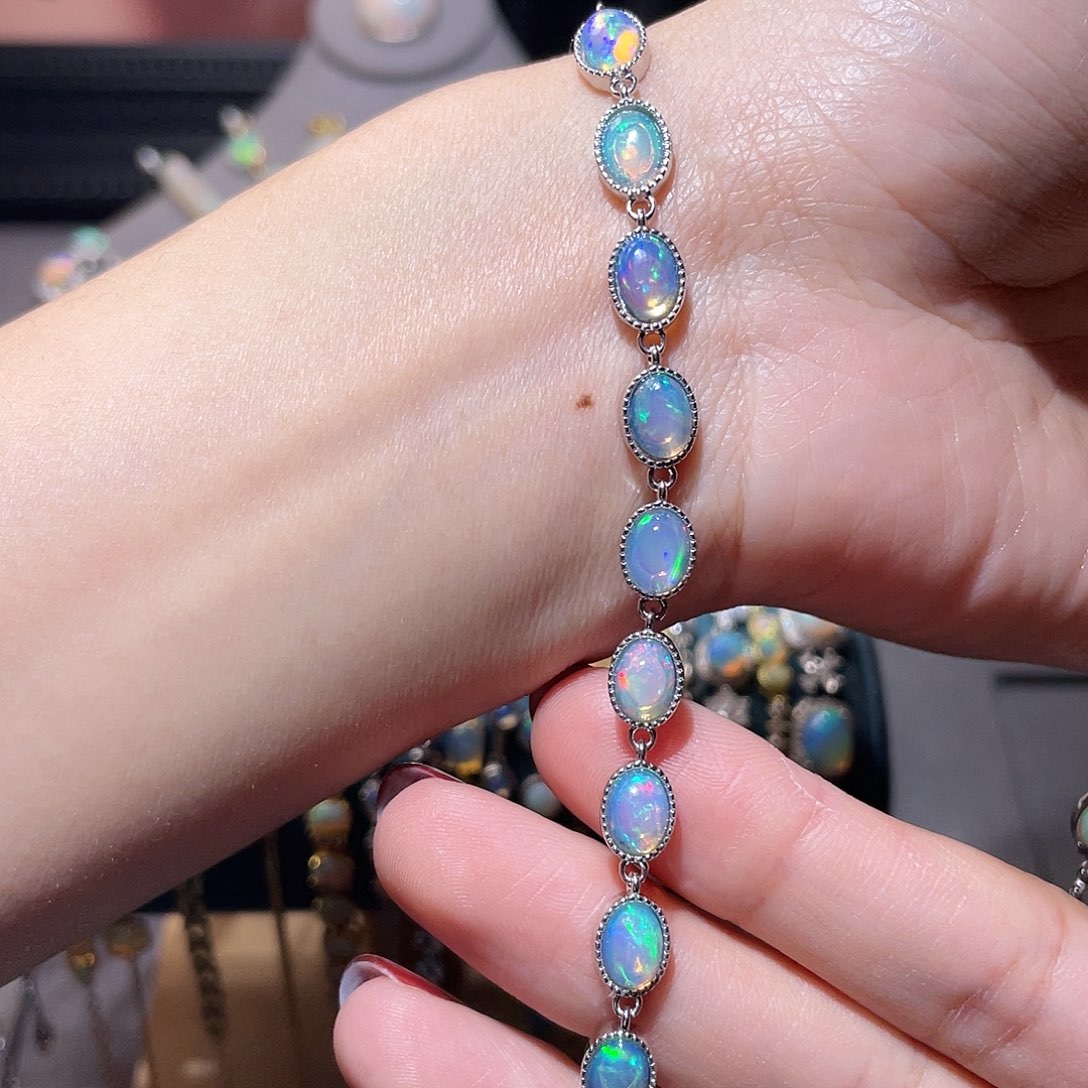 银S925镶嵌欧泊手链）昼*川