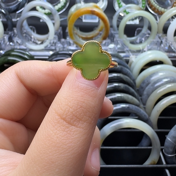 和田玉银S925镶嵌戒指