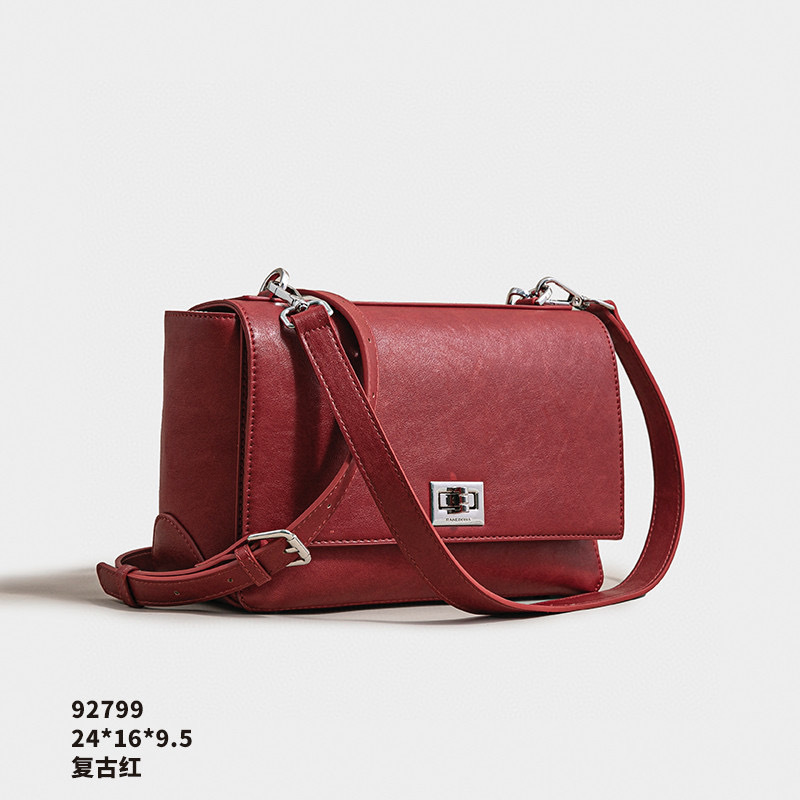 【Yì CHEN】SK-92799-复古红简约时尚女士新款轻奢单肩斜跨包