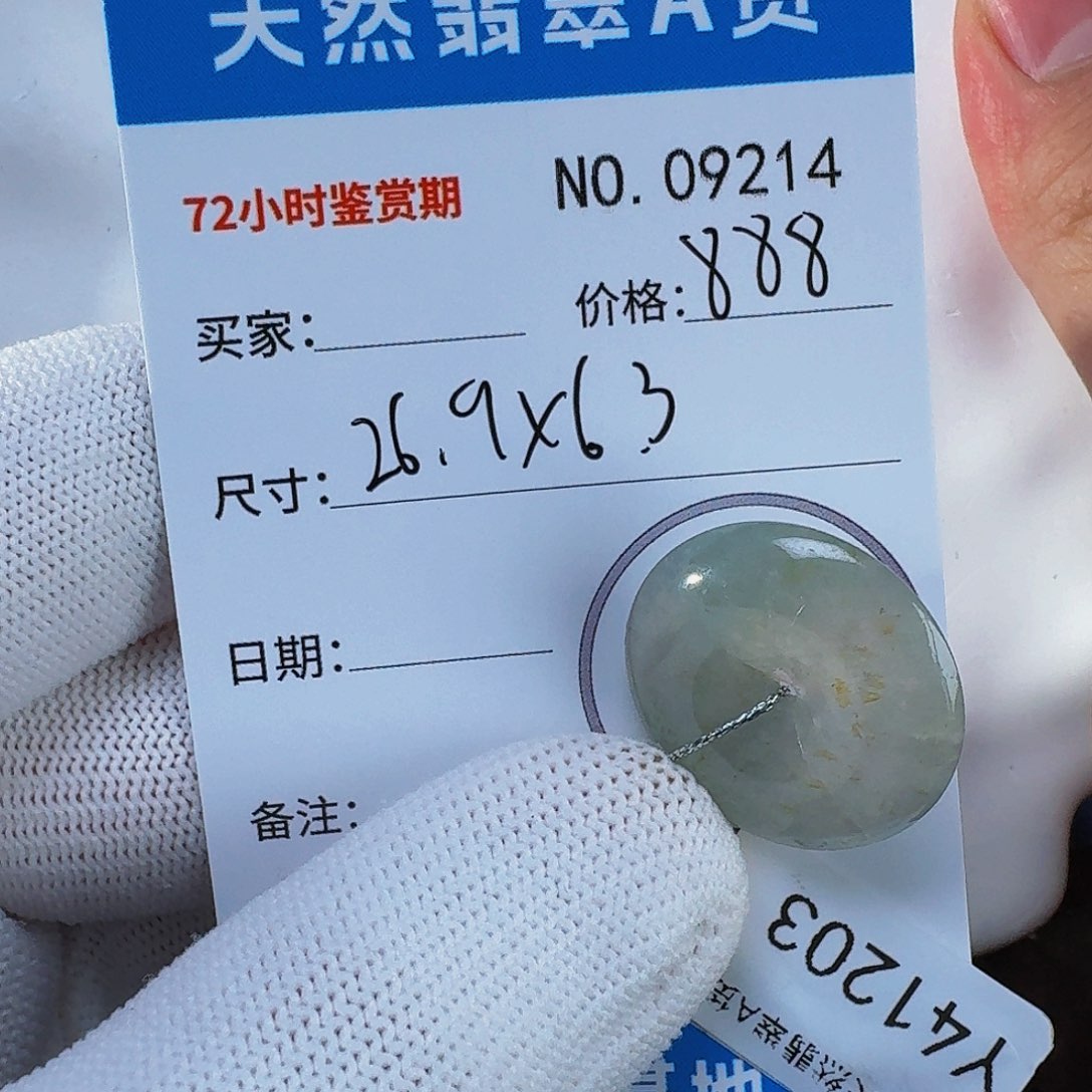 翡翠未镶嵌颈饰平安扣9214