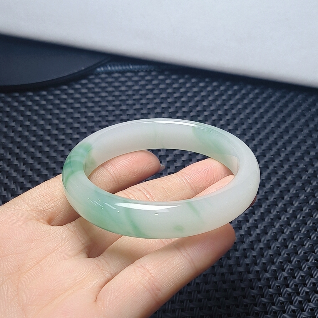 （聚宝严选）翠青花白底手镯妈妈款时尚百搭气质精美小众精致