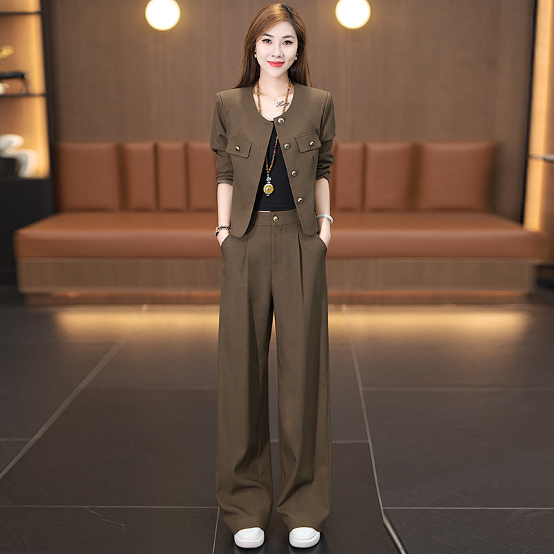 2025春秋新款时尚套装女洋气显瘦短款外套阔腿裤气质减龄两件套潮