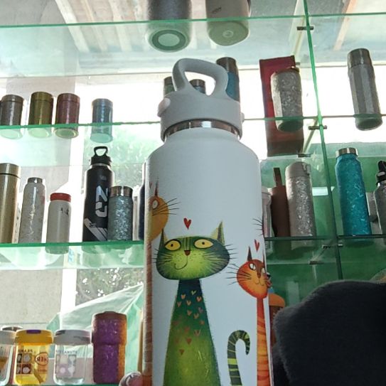 316不锈钢爱心小猫两指开盖保温杯