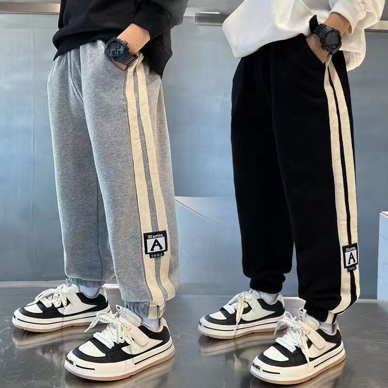 F01188男童秋冬加绒加厚卫裤2025冬季新款休闲运动风长裤百搭舒适