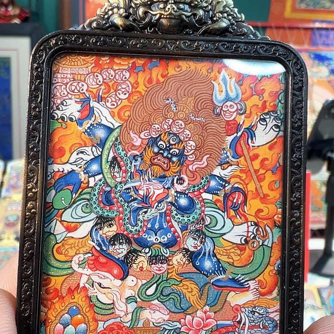 吊坠纯手绘唐卡六臂大黑天