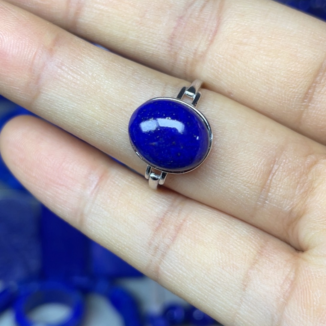 青金石银S925镶嵌戒指（可调节）