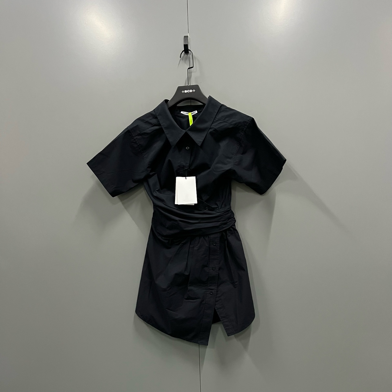 99新  (ll)alexander wang 黑色褶皱衬衫连衣裙 0码 jc602795