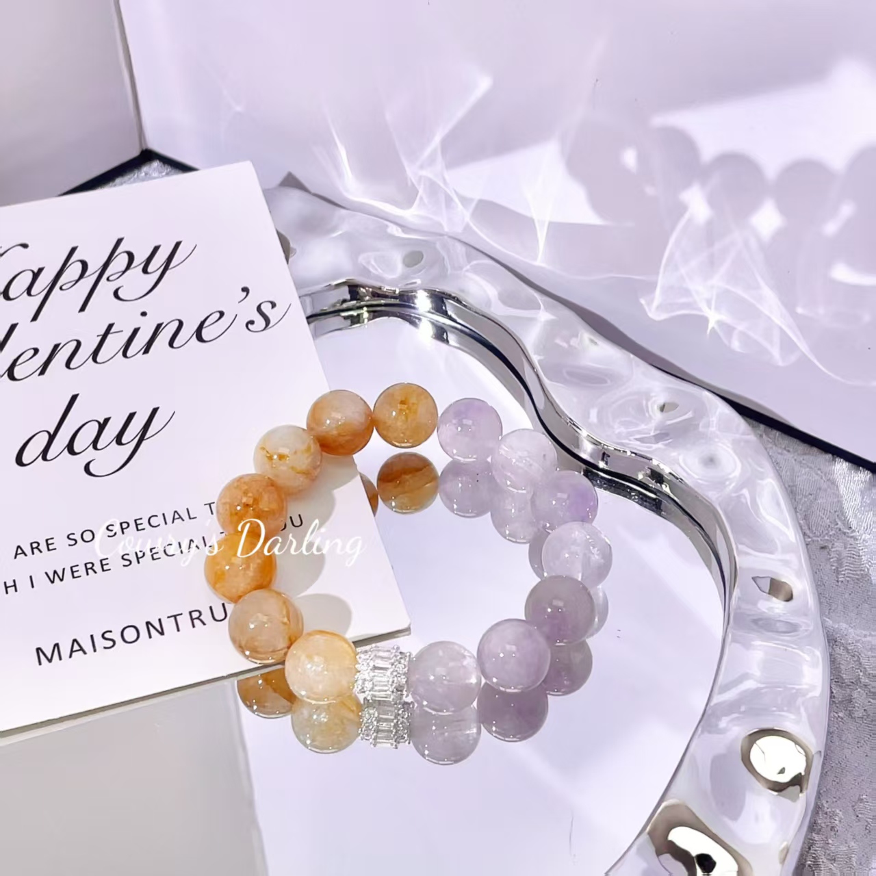 BK048--【葡萄芝士】紫水晶+黄胶花 有瑕有色差多样性发