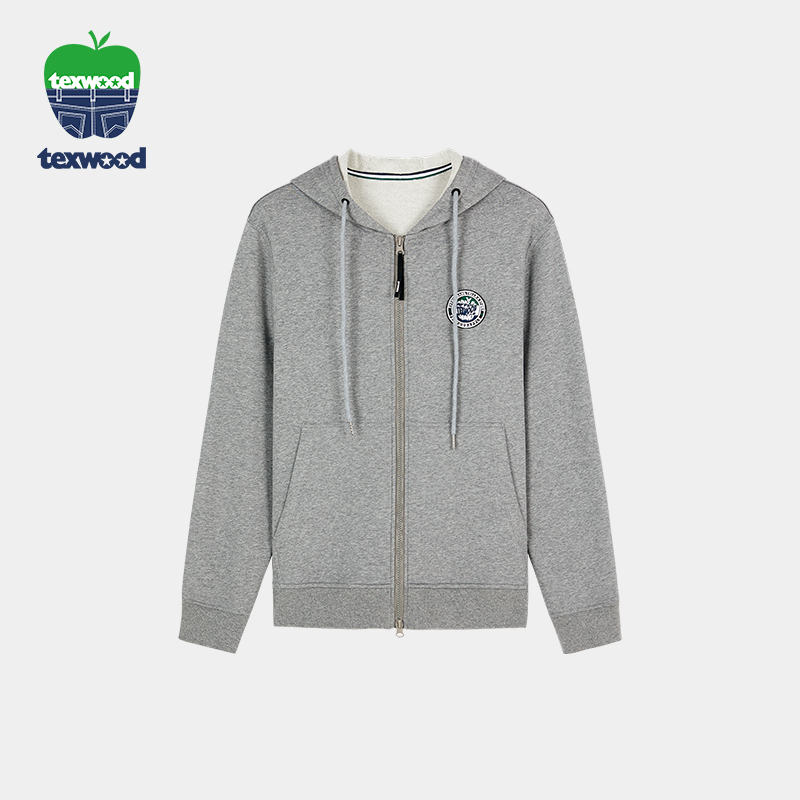 萍果牌TEXWOOD【丝光棉/开衫】男士连帽卫衣开衫外套 2025新款