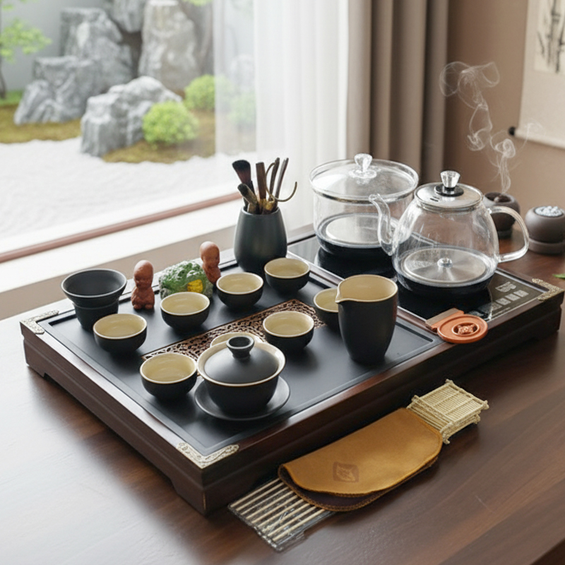 茶盘桌面专用烧水壶全自动一体茶台家用高端整套办公室泡茶具套装