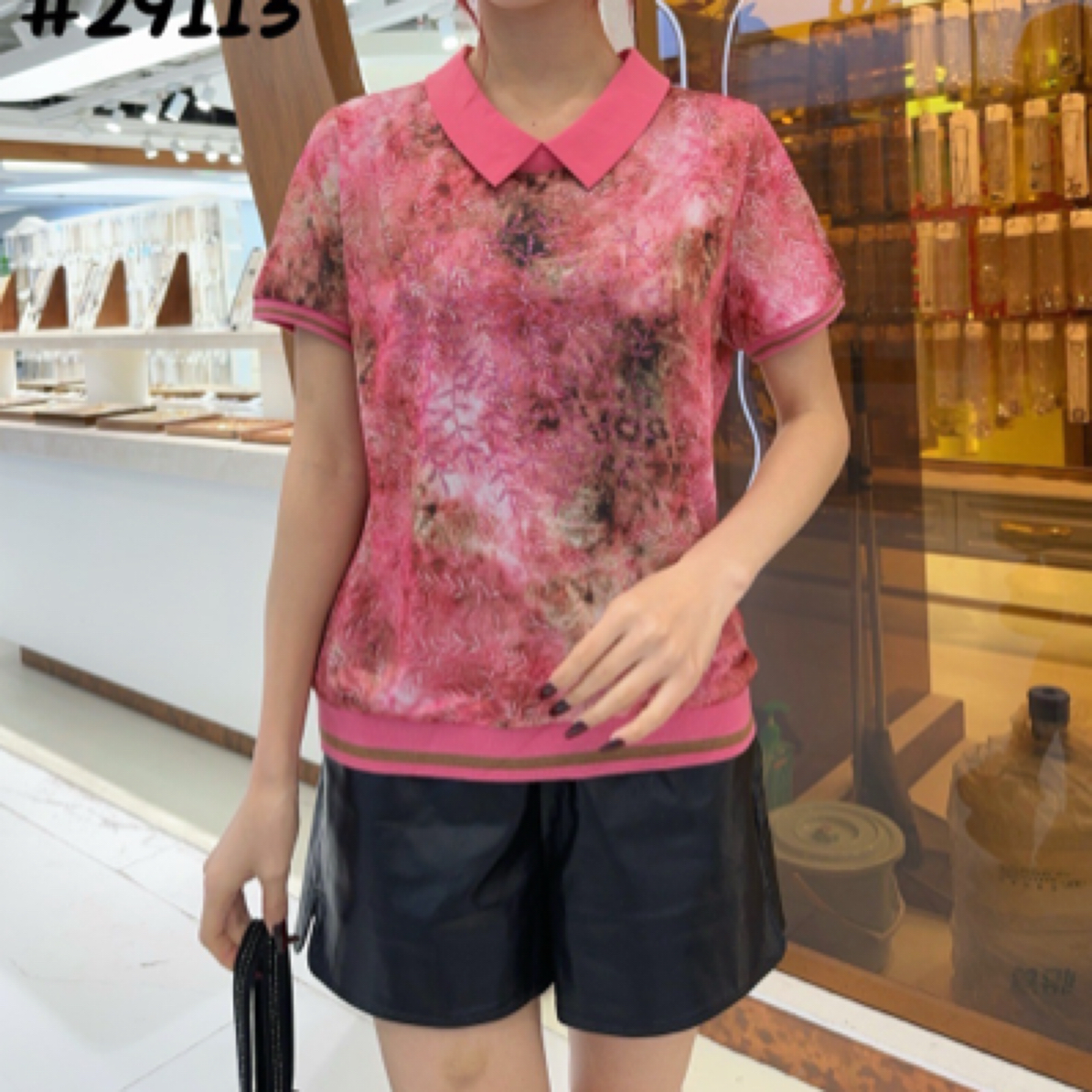 薄款翻领中老年女装印花常规上衣常规款，透气舒适29113