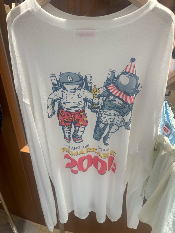 p724 no退no换 印花丹宁风长袖彩绘白色T恤宽松打底衫字母