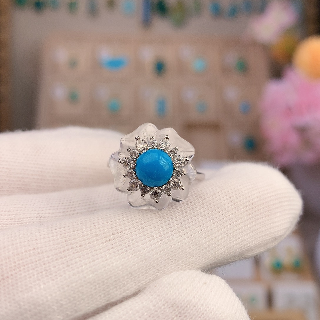 绿松石银S925镶嵌戒指